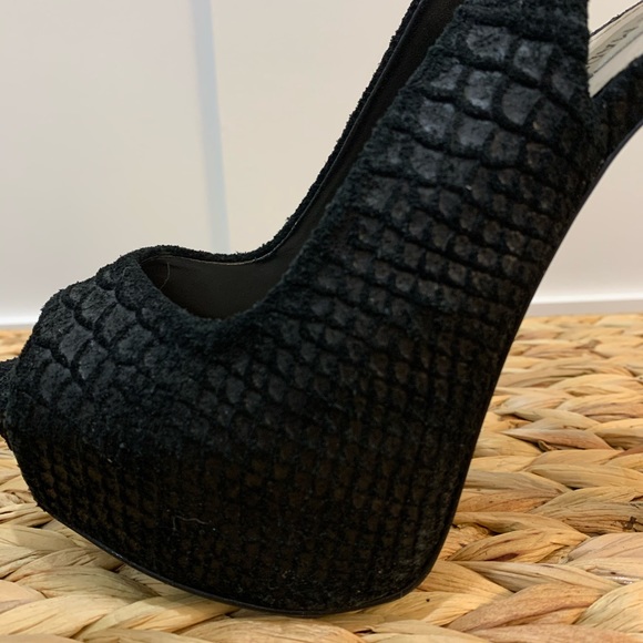 Sling back, textured, black, stiletto - Picture 3 of 5